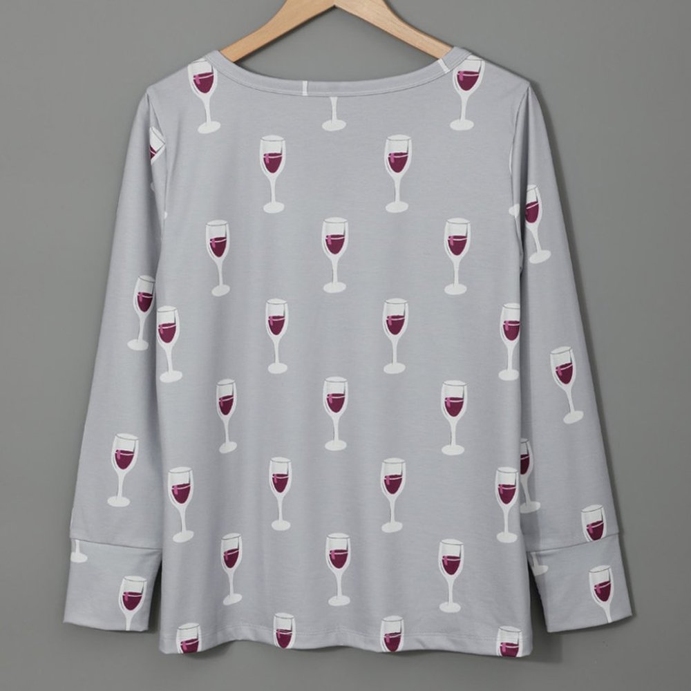 Trendy WINE Glass Pajamas Lounge Set - Picture 4 of 15